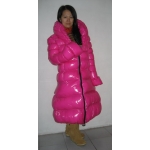 New shiny nylon wet look winter coat quilted down coat M - 3XL