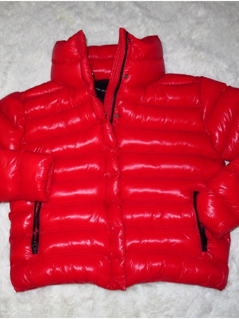 New unisex shiny nylon wet look puffer down jacket quilted winter ...