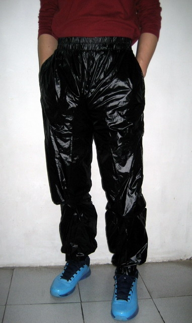 New unisex shiny nylon wet look sport trousers training jogging trouser ...