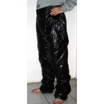 New unisex shiny nylon wet look leisure trousers casual trouser black M ...