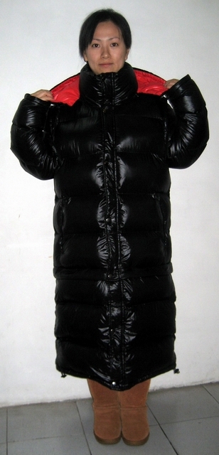 New 3 in 1 unisex shiny glossy nylon wet look down jacket parka winter ...