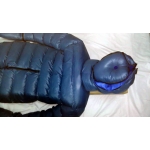 New unisex shiny nylon down overalls wet look down suit masked jumpsuit custom made
