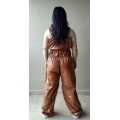 New unisex shiny nylon wet look salopettes dungarees sauna pants