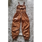 New unisex shiny nylon wet look salopettes dungarees sauna pants