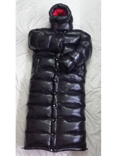 New unisex wet look shiny nylon winter jacket down coat overfilled