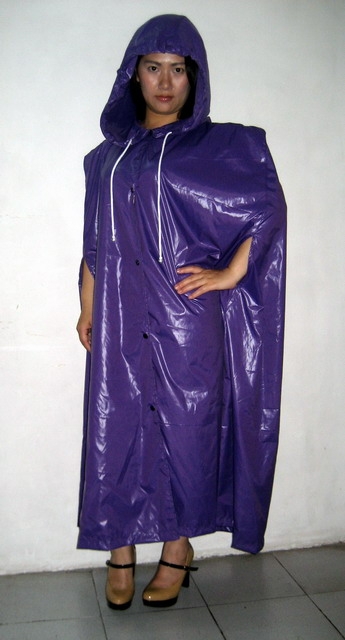 New shiny nylon cloak wet look cape