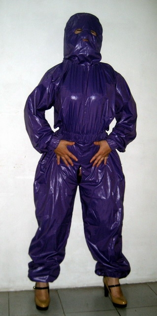 New shiny nylon wet look overalls jumpsuit with mask custom made S - 5XL