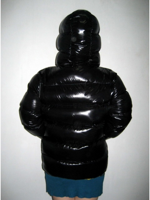 New unisex shiny nylon padded winter jacket wet look puffa reversible ...