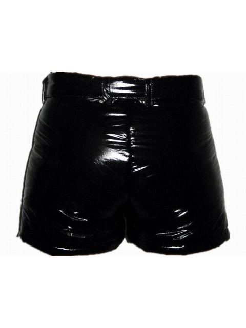 New unisex shiny nylon wet look short pants black