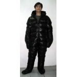 New unisex puffer shiny nylon winter overall wet look down suit custom made