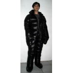 New unisex puffer shiny nylon winter overall wet look down suit custom made