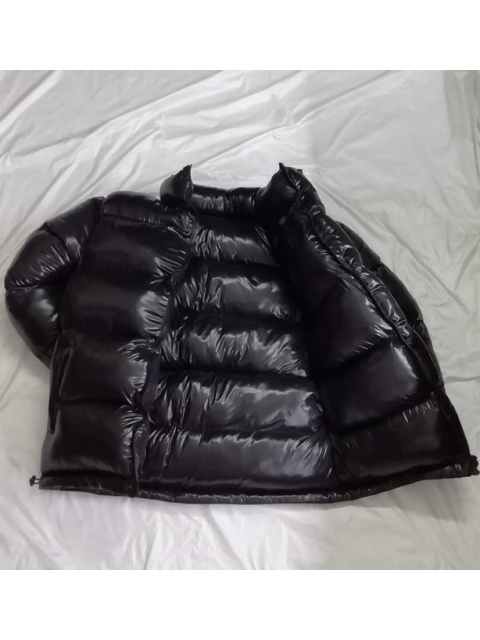 New unisex wet look shiny nylon winter jacket down jacket overfilled